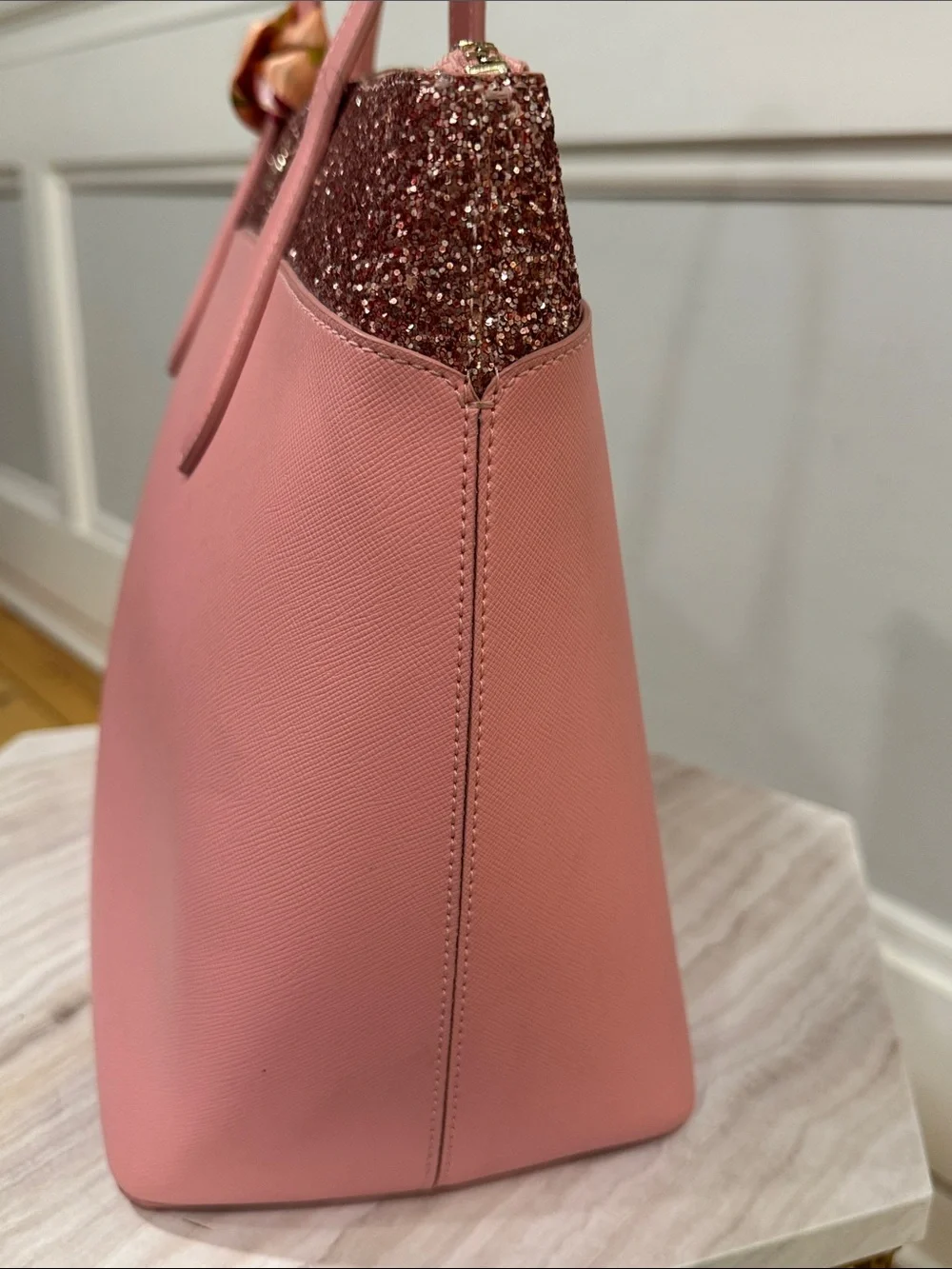 Kate Spade New York Bag Flash Glitter Pink Large Glitter-Trim Tote - Picture 7 of 17